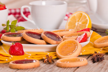 Lemon and straberry tartlets.