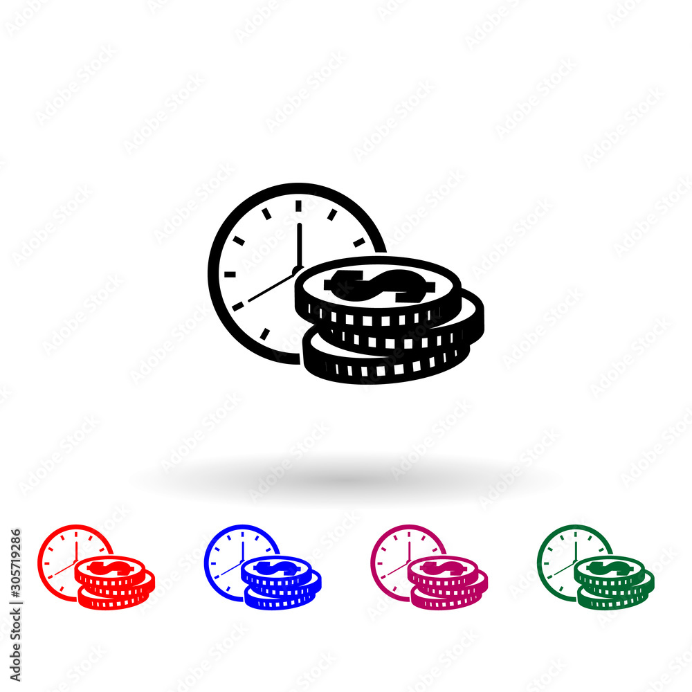 Poster time is money iconmulti color icon. simple glyph, flat vector of profit icons for ui and ux, website