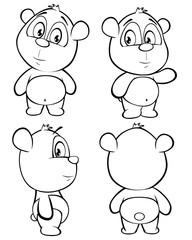 Vector Illustration of a Cute Cartoon Character Panda for you Design and Computer Game. Coloring Book Outline Set