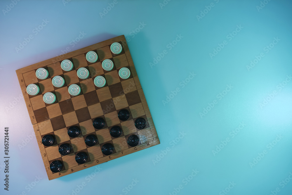 Poster beautiful vintage chess board with chess in the color light. background banner texture.