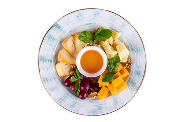 Cheese in range with mint and honey