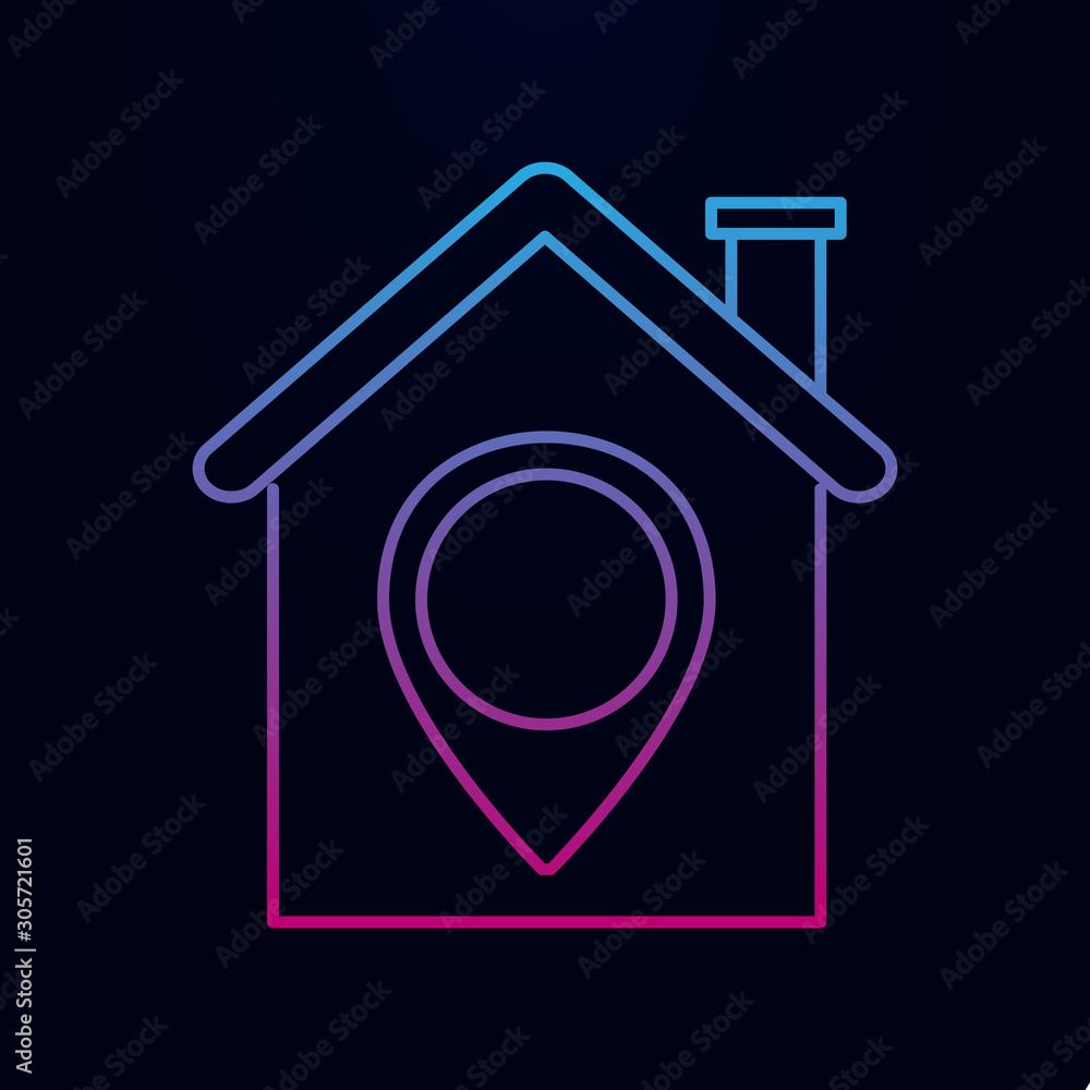 Poster location of the house or the pointer nolan icon. simple thin line, outline vector of real estate ico