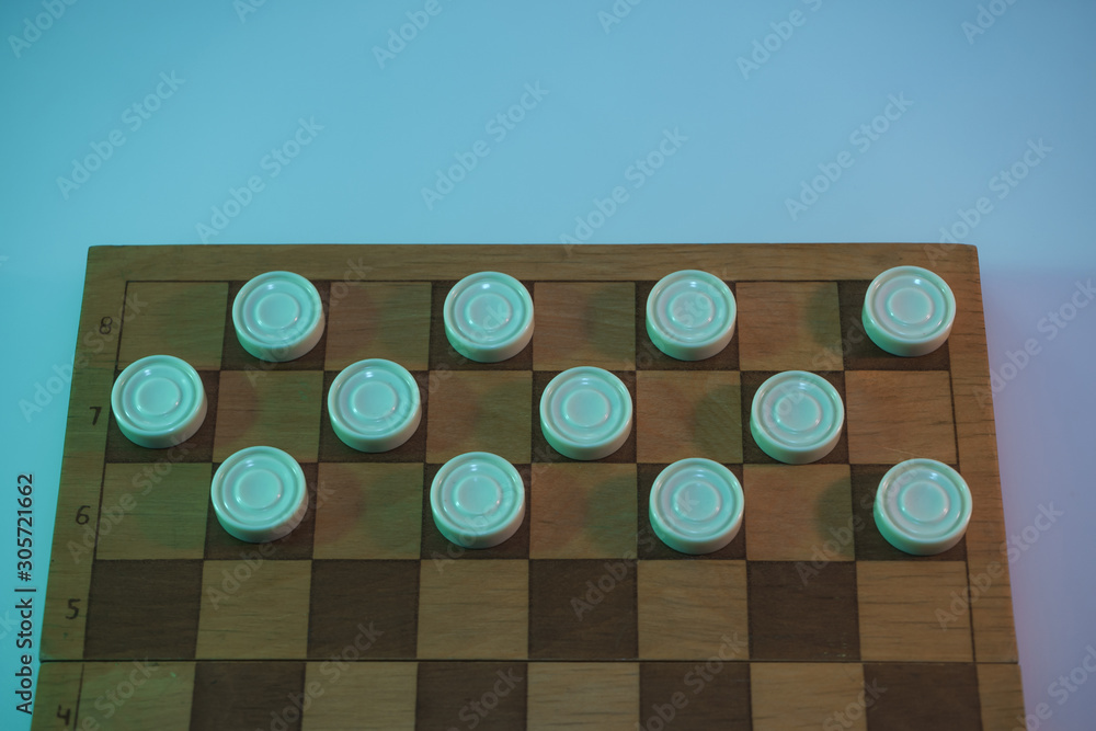 Poster beautiful vintage chess board with chess in the color light. background banner texture.