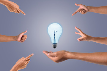 Successful ideas hand In doing business Hand expression concept