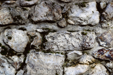 Fototapeta premium old wall background with big gray stone bricks weathered texture