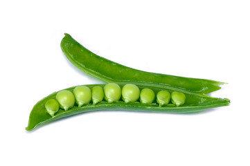 Ripe fresh green peas pod and beans