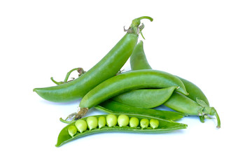 Ripe fresh green peas pod and beans