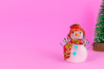 snowman on pink background