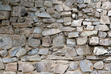 Wall from large stone texture basalt. Stone wall background. Large stones piled on top of one another.