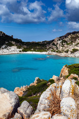 Granite coast of Mediterranean sea in Maddalena archipelago, Sardinia, Italy.