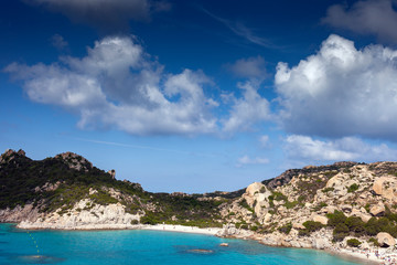 Granite coast of Mediterranean sea in Maddalena archipelago, Sardinia, Italy.
