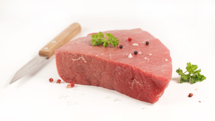 raw beef isolated on white background