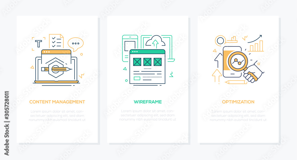 Poster web development - line design style banners set