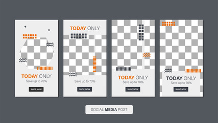 Sale mobile template collection for promotion sale with geometric style. Editable mobile banner for stories or social media post, web and internet. Promotion sale bundle