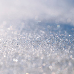 Snow close up on a blurred background
