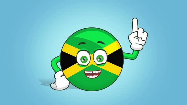 Cartoon Icon Flag Jamaica Face Animation  Think and Decision Idea with Alpha Matte