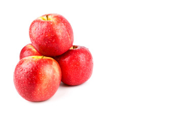 Red apples pink lady (Malus domestica Cripps Pink) isolated on white background. Organic fruits for a healthy diet and lifestyle