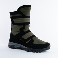 mens boots winter high warm soft waterproof on a fastener. On white background. See other angles of...