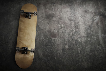 Wooden skateboard deck at skate park © fotokitas