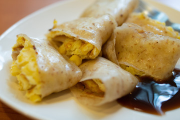 taiwan  traditional breakfast of omelet food on a table