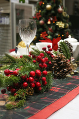 Christmas table settings beautiful decorated.