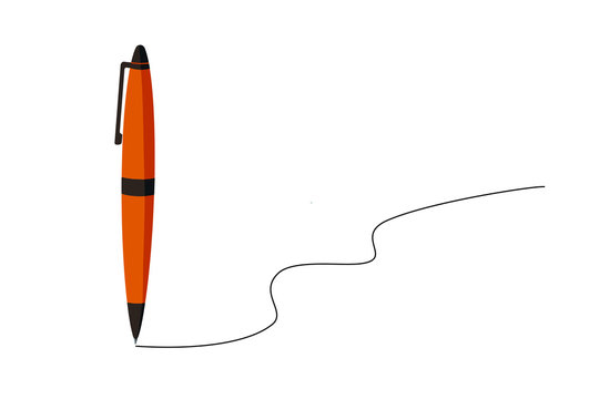 Pen icon. Signature and pen flat design graphic illustration. 