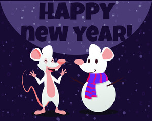White Rat. Chinese New Year. Year of the rat. Lucky mouse vector illustration