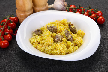 Rice with Chicken hearts