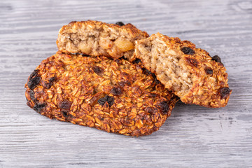 Oat bread with dried fruit and oat flakes