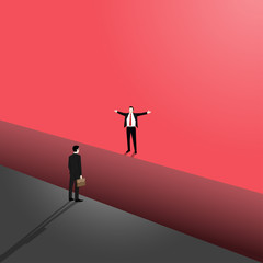 Businessman standing looking to a leader