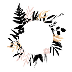 Flower Plant Botanical Frame texture Background Watercolor  Gold Pink  Leaf Bouquet Wedding