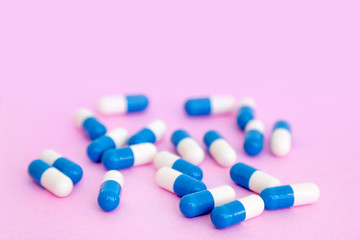 Daily vitamins to maintain a good health, morning routine. Copy space for text.