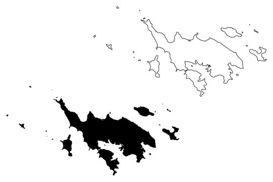Isla Culebra municipality (Commonwealth, Porto Rico, PR, Unincorporated territories of the United States) map vector illustration, scribble sketch Culebrita, Cayo Norte, Cayo Luis Pena, Cayo Lobo map