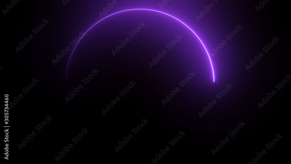 Aufkleber 3d rendering of an abstract bright neon round frame. laser technology background design