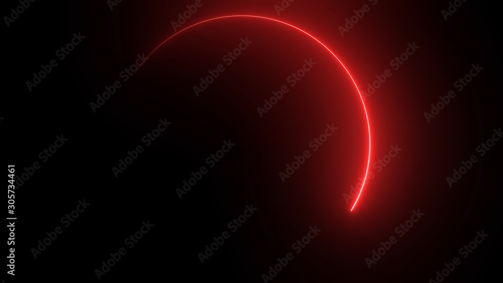 Aufkleber 3d rendering of an abstract bright neon round frame. laser technology background design