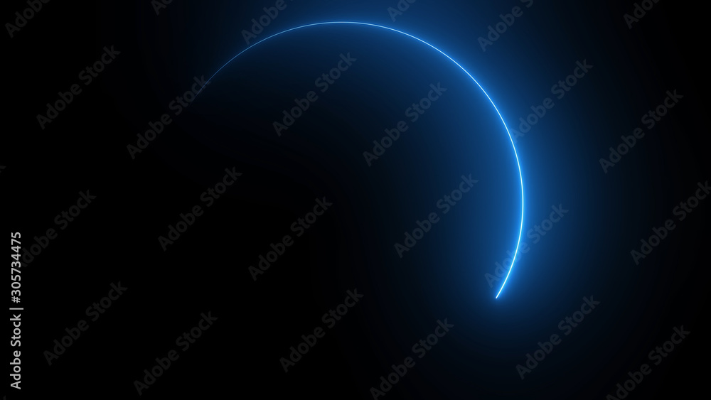 Aufkleber 3d rendering of an abstract bright neon round frame. laser technology background design