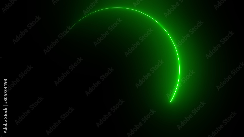 Aufkleber 3d rendering of an abstract bright neon round frame. laser technology background design