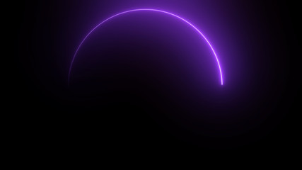 3D rendering of an abstract bright neon round frame. Laser technology background design