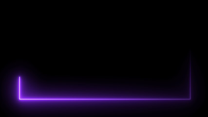 3D rendering of an abstract bright neon rectangular frame. Laser technology background design