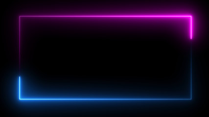 3D rendering of an abstract bright neon rectangular frame. Laser technology background design © Vitaly
