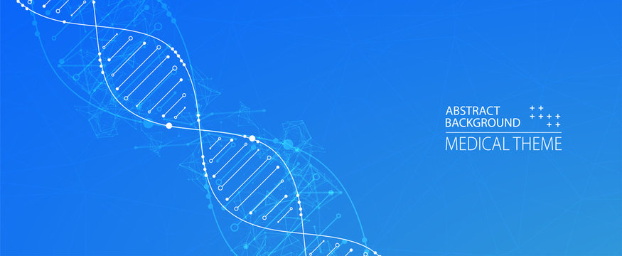 Science template, wallpaper or banner with a DNA molecules. Vector illustration.