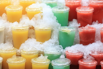 Fresh made smoothies on ice