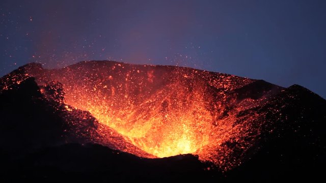Lava Fountains Explosions Molten Fire Eruption Eyjafjallajokull Volcano Iceland