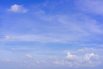 The white clouds floating in the clear sky On a hot, sunny day, the sky is wide open to feel refreshed.