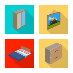 Isolated object of bedroom and room logo. Set of bedroom and furniture stock vector illustration.