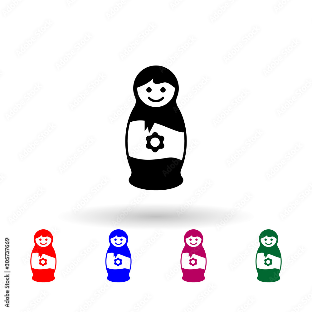 Poster nesting doll multi color icon. simple glyph, flat vector of russia icons for ui and ux, website or m