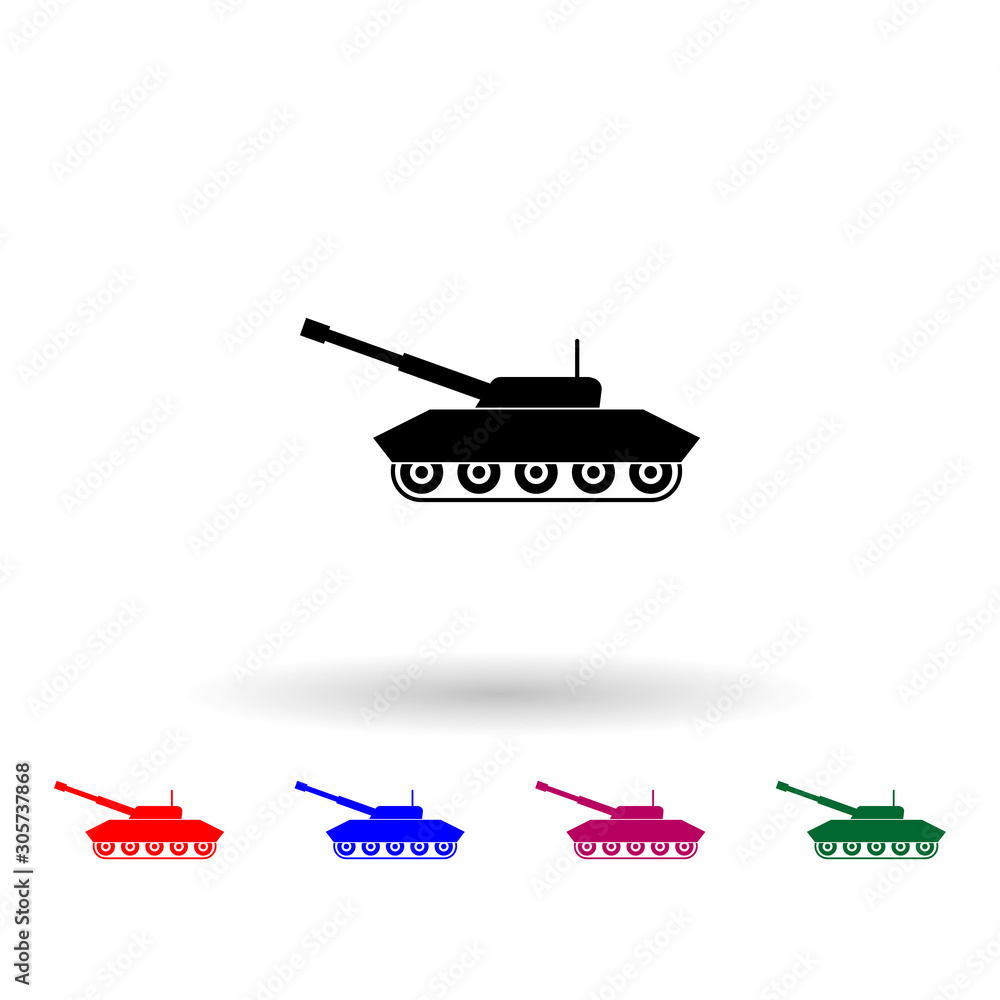 Poster tank multi color icon. simple glyph, flat vector of russia icons for ui and ux, website or mobile ap