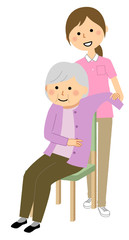 介護スタッフ　高齢者　更衣介助