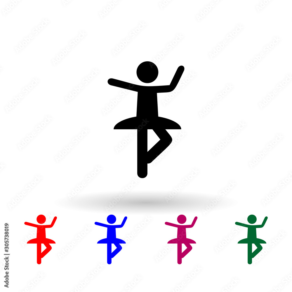 Poster silhouette of ballerina multi color icon. simple glyph, flat vector of russia icons for ui and ux, w