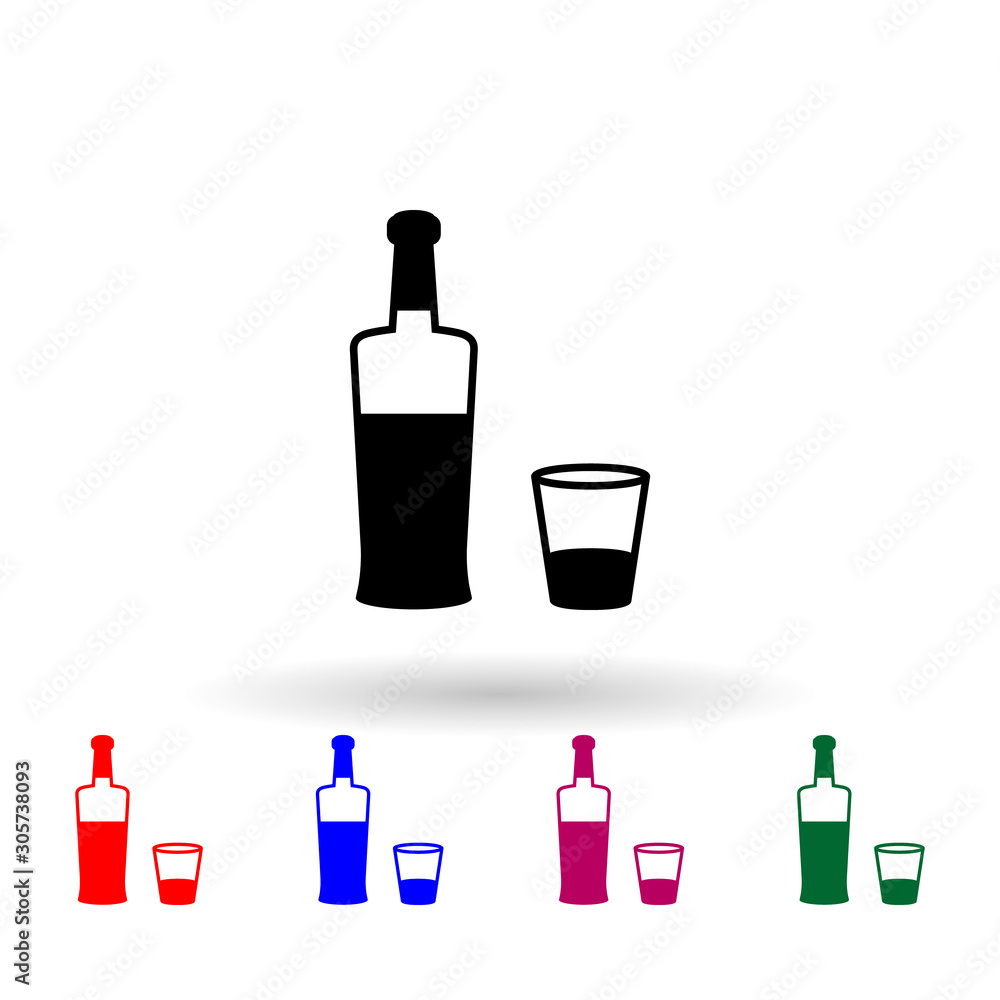 Aufkleber a bottle of vodka with a glass multi color icon. simple glyph, flat vector of russia icons for ui an